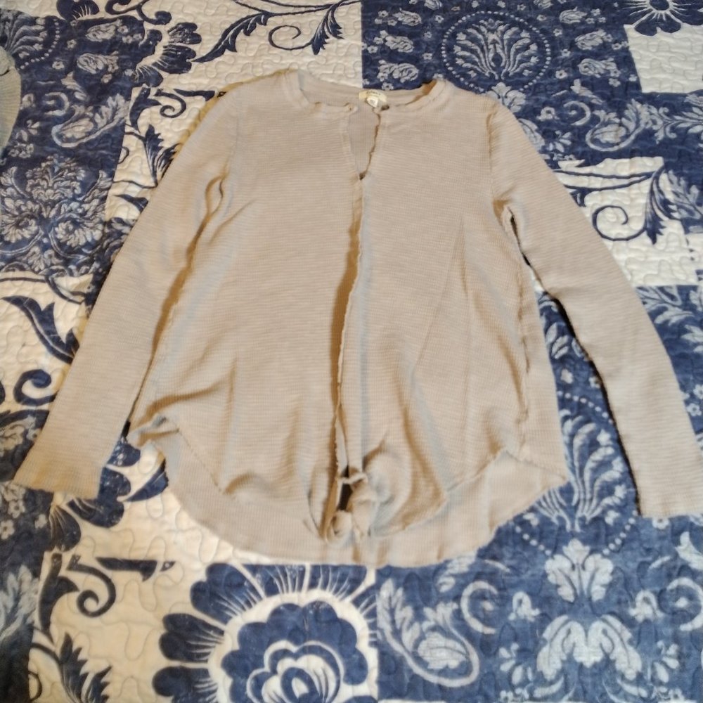 Dylan, x-small, gray, long sleeve, bottom knot top